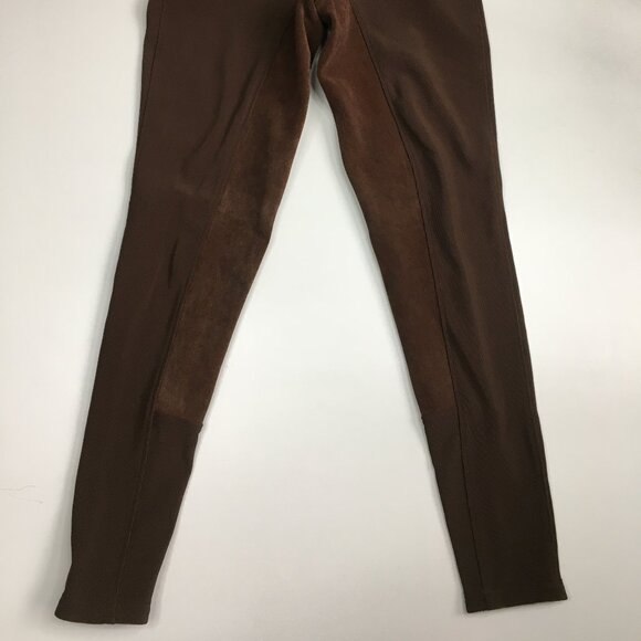 KERRITS Pull On Brown Ribbed Leather Suede Insert Equestrian Breeches Pant - Picture 6 of 15